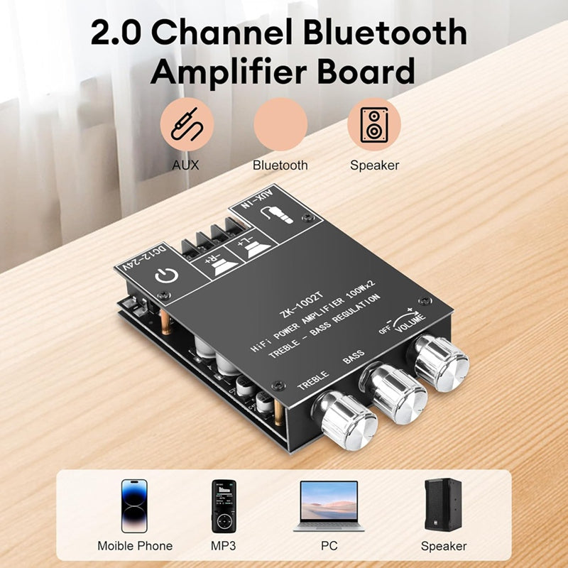 ZK-1002T Scheda Amplificatore Bluetooth 5.0, 2x100W ZK-1002T Scheda Amplificatore Bluetooth 5.0, 2x100W