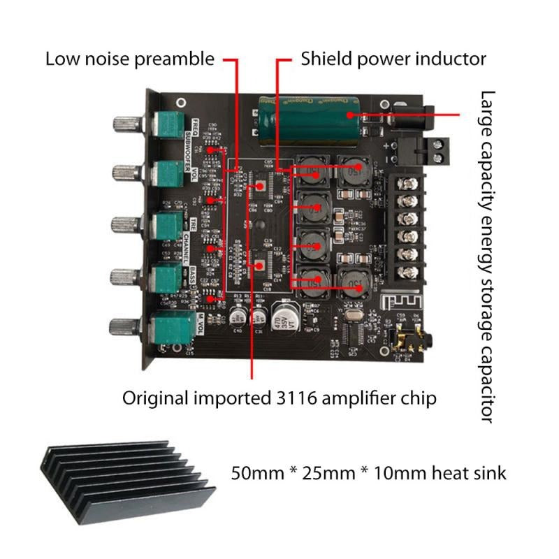 Scheda amplificatore Bluetooth Hifi Stereo 2.1 TPA3116D2 2X50W +