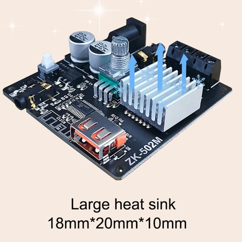 ZK-502M MINI Bluetooth 5.0 Power Audio Amplifier board 50WX2 Stereo