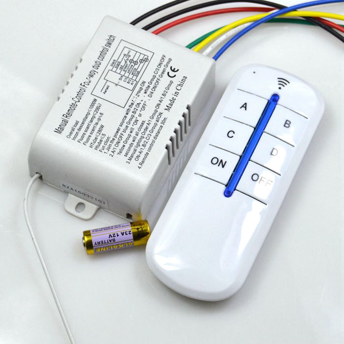 Four remote control switch remote control switch 220V Quad 4-way ceili ...